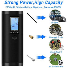 Carica l'immagine nel visualizzatore di Gallery, VEEAPE Compressore d'aria portatile con batteria ricaricabile 2000 mAh, mini...