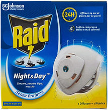Carica l&#39;immagine nel visualizzatore di Gallery, Raid Night &amp; Day Base con Ricarica, Antizanzare e Antimosche con Sabbia Compressa, Confezione da 1 Diffusore e 1 Ricarica, Senza Profumo