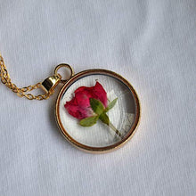 Carica l&#39;immagine nel visualizzatore di Gallery, Rosso Rosa Vero Fiori Trasparente Bicchiere Pendente Catena Placcato Oro 18k... - Ilgrandebazar