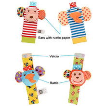Carica l&#39;immagine nel visualizzatore di Gallery, Twister.CK Baby Rattle, 4 Pz Neonato Sonagli da Polso e Scimmia + Elefante