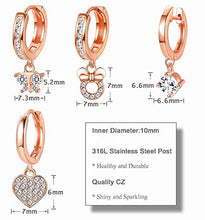 Carica l&#39;immagine nel visualizzatore di Gallery, Adramata Set di 4 Orecchini a cerchio pendenti da donna Oro Rosa - Ilgrandebazar