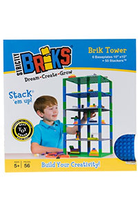 Strictly Briks Set per Costruzione Torre - Include 6 basi Blu/Verde/Grigio