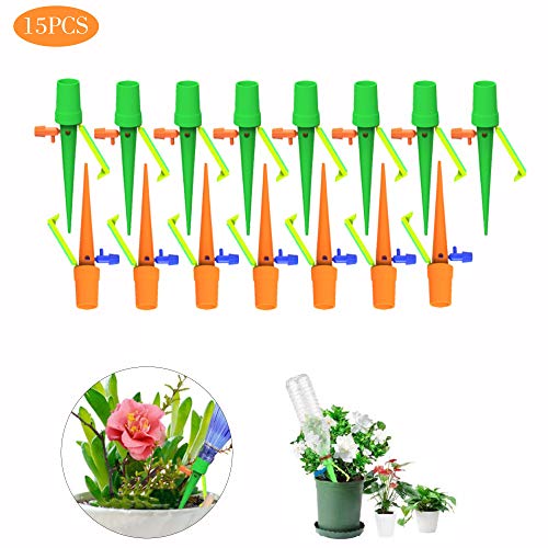 Irrigazione a Goccia per Vasi da 15 Pezzi, Irrigatore Arancia verde