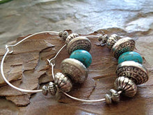 Carica l&#39;immagine nel visualizzatore di Gallery, ✿ NUOVI BOHO TRIBAL CREME TURCHESI ✿ Orecchini stile Bali