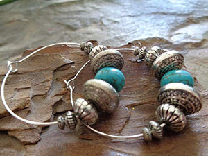 ✿ NUOVI BOHO TRIBAL CREME TURCHESI ✿ Orecchini stile Bali