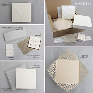 50 CARTE CONFEZIONE Carta con busta partecipazioni matrimonio taglio laser... - Ilgrandebazar