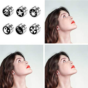 Flongo 6 Paia 1CM Orecchini Punk Magnetici Unisex, senza buco, in... - Ilgrandebazar