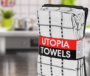 Utopia Towels - 12 Strofinacci da Cucina - Lavabili in Nero E Bianco - Ilgrandebazar