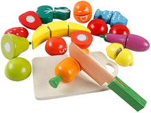 Carica l'immagine nel visualizzatore di Gallery, HVDHYY Giochi in Legno Taglio Frutta e Verdura Giocattolo Cucina per Bambini Legno Giocattoli di Simulazione Regalo di Natale Giorno dei Bambini Compleanno Daicon Una Sacchetto per 2 Anni+