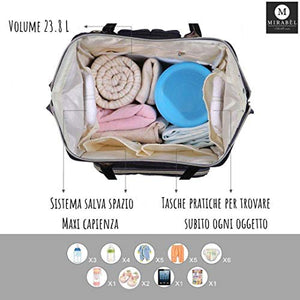 Zaino Mamma Multifunzione Neonato, Fasciatoio Impermeabile nero grigio - Ilgrandebazar