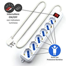 Carica l&#39;immagine nel visualizzatore di Gallery, Ewent EW3922-3M Multipresa Ciabatta Elettrica a 6 Posti prese Italiane White