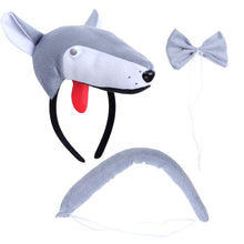 Carica l&#39;immagine nel visualizzatore di Gallery, Set Cerchietto - Lupo - Coda - Papillon - Animali - Donna - Bambini -... - Ilgrandebazar