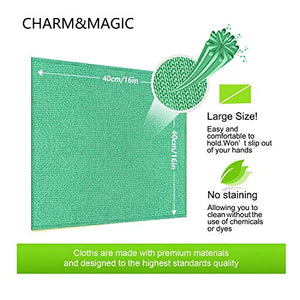 CHARM & MAGIC Asciugamani In Microfibra Per Pulizia Super 40 x 40CM, Verdi - Ilgrandebazar