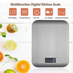 Bilancia da Cucina Smart Digitale con Funzione Tare,5kg/11 lbs Acciaio Inox...