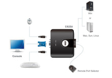 Carica l&#39;immagine nel visualizzatore di Gallery, Aten CS22U KVM Switch 2-&gt; 1 USB Black - Ilgrandebazar