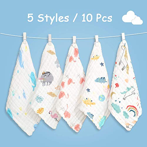 8 Asciugamani In Mussola Di Cotone Organico Per Neonati - 30x30 Cm, Extra Morbidi, Per Pelli Sensibili - Foto 10