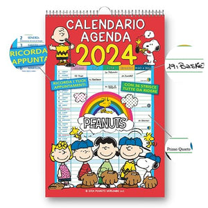 EURO PUBLISHING: Calendario Agenda Peanuts 2024 - Prodotto ufficiale - cm 29x44