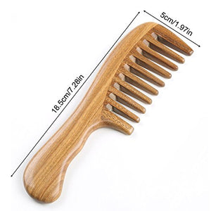 EQLEF verde legno di sandalo a denti larghi senza mano pettine statico,... - Ilgrandebazar