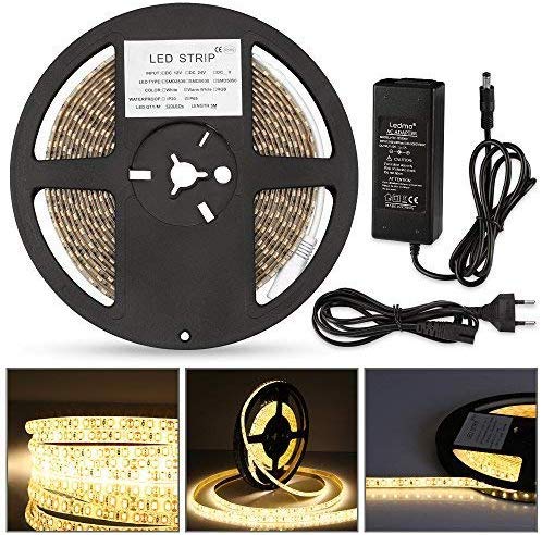 LEDMO Striscia Led bianco caldo 3000K strisce led impermeabile 600leds+12v - Ilgrandebazar