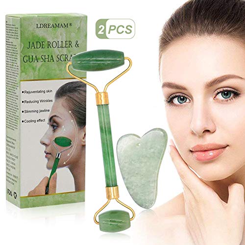 Jade roller Massager, rulli di giada per viso e collo,Gua Sha... - Ilgrandebazar