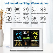 Carica l'immagine nel visualizzatore di Gallery, BALDR Stazione Meteo con Sensore Esterno, Display a Colori, Orologio Radiofonico DCF, Previsioni del Tempo, Barometro, Fasi Lunari, Termometro Interno ed Esterno, Igrometro