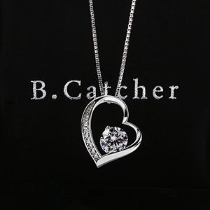 B.Catcher collana in argento con pendente a cuore d'argento e zircone cubico - Ilgrandebazar
