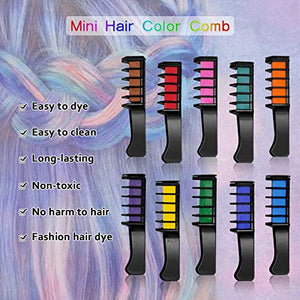 Capelli gesso pettine, 10 Colori Gessetti per temporanea 10pack - Ilgrandebazar