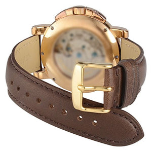 WOCCI Cinturino in Pelle Retrò con Fibbia Oro per 18mm, Marrone Scuro