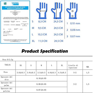200 guanti in Nitrile M senza polvere, senza lattice, ipoallergenici, certificati CE conforme alla norma EN455 guanti per alimenti guanti medici monouso (Taglia M)