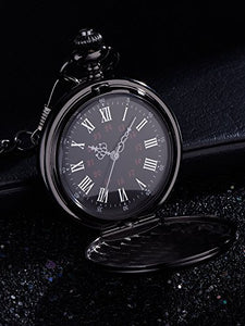 Orologio da Tasca al Quarzo per Regalo del Marito, Custodia E Quadrante Nero - Ilgrandebazar