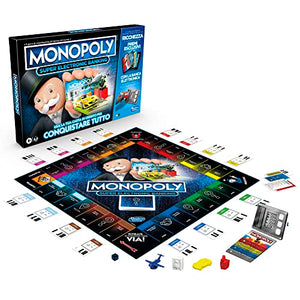 Hasbro Monopoly Super Electronic Banking, Gioco in Scatola, Variante con Carte di Credito e Spazi Aerei, Include Lettore Elettronico Hasbro Gaming, per Famiglie e Bambini da 8 Anni in su