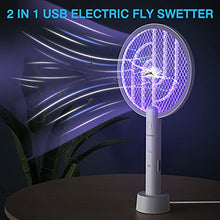 Carica l'immagine nel visualizzatore di Gallery, PALONE Racchetta Zanzare Elettrica, 3000V con USB Ricaricabile LED 2-In-1Racchetta Zanzare Elettrico, Protezione Maglia a 3 Strati, Adatto per Casa Giardino Campeggio Interni ed Esterni