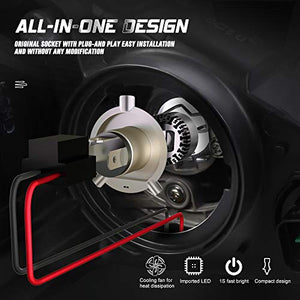 CAR ROVER LEDMT HS1-Lampadina LED per Faro Moto, 6400lm, 12 V, Grigio scuro