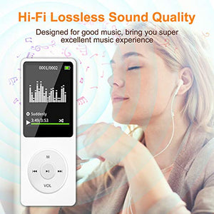 Lettore MP3, Musicale da 16GB per Sport e Bianco (non bluetooth)