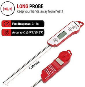 ThermoPro TP15 Termometro Cucina Impermeabile con Sonda Lunga Termometro Digitale Professionale da Lettura Istantaneo per Alimenti Liquidi Latte Carne Barbecue Cibo Dolci Olio Vino con Calibrazione