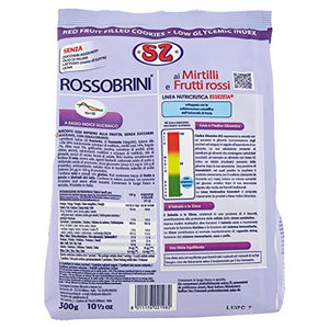 Sz - Senza Zucchero Biscotti Rossobrini Farciti ai Mirtilli Rossi - 300 G