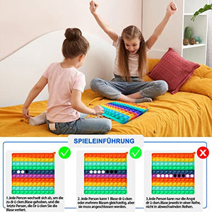 Pop it 10x10 con Il Numero,l’arcobaleno popit Gioco,poppit Giocattoli per ridurre lo stress dei bambini e degli adulti,Grande Quadrato Fidget Toys,Gigante da 100 pupit,da Fidget Toys Set (100 pupit)