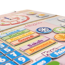 Carica l&#39;immagine nel visualizzatore di Gallery, CALENDARIO OROLOGIO magnetico per bambini, Gioco educativo Data Tempo e Ora...