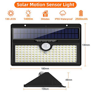 Luce Solare Led Esterno,【2019 Super Luminosa 138LED-1400 lumen】iPosible Luci... - Ilgrandebazar