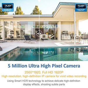 Jennov - Telecamera di sicurezza wireless 5MP Cam Panoramica A 360 Gradi.