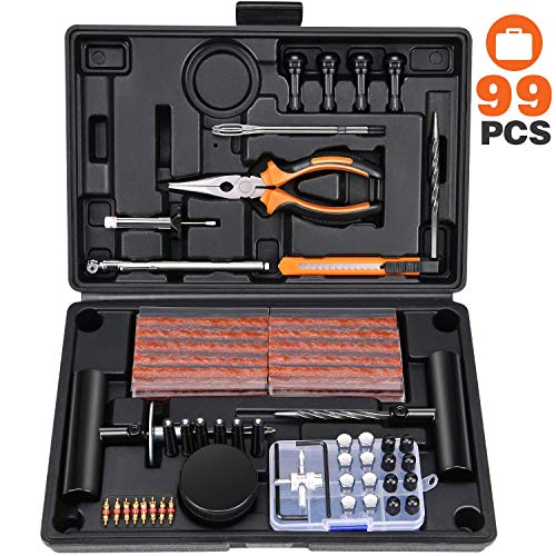 Kohree 98pcs Kit per Riparazione Pneumatici, Ripara Pneumatici Gomme...