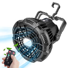 Carica l'immagine nel visualizzatore di Gallery, Oziral 7800mAh Ventilatore Campeggio USB, 3 In 1 Ricaricabile per Ventilatore da Soffitto Portatile con Telecomando Può Gancio Ventilatore da Tavolo Portatile per Emergenza Tenda da Campeggio