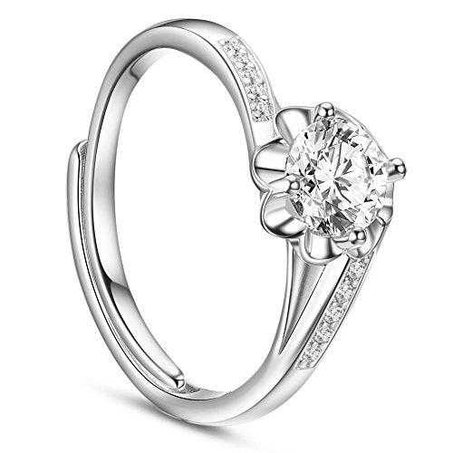 SHEGRACE Anello da Donna in 925 Argento Puro, Fiore con AAA Cubic Zirconia,... - Ilgrandebazar