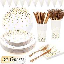 Carica l'immagine nel visualizzatore di Gallery, Set Piatti Bianchi 145 Pz Carta Natale Tovaglioli Bicchieri Bianco