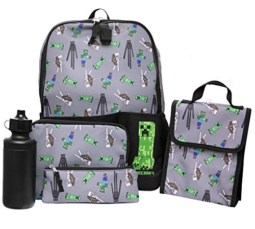 Minecraft Kids - Zaino da scuola 5 pezzi, con borsa per il...