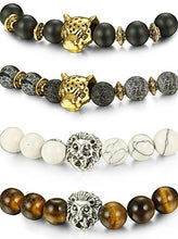 Carica l&#39;immagine nel visualizzatore di Gallery, BESTEEL Gioielli 4PCS Bracciali Perle Roccia Lavica per Uomo Donna... - Ilgrandebazar