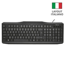 Carica l&#39;immagine nel visualizzatore di Gallery, Trust Classicline Tastiera Resistente all&#39;Acqua, USB, Nero [Layout Italiano] - Ilgrandebazar