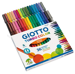 GIOTTO Turbo Color - Astuccio da 36 Pennarelli a Punta Fine, 2.8mm, Colori Intensi