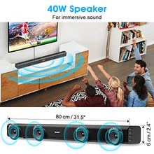 Carica l'immagine nel visualizzatore di Gallery, Soundbar Wireless 40W con Suono Surround Subwoofer Integrato,Excelvan Nero