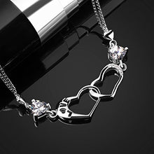 Carica l&#39;immagine nel visualizzatore di Gallery, B.Catcher donna braccialetto in argento S925 e zirconi placca con due cuori... - Ilgrandebazar